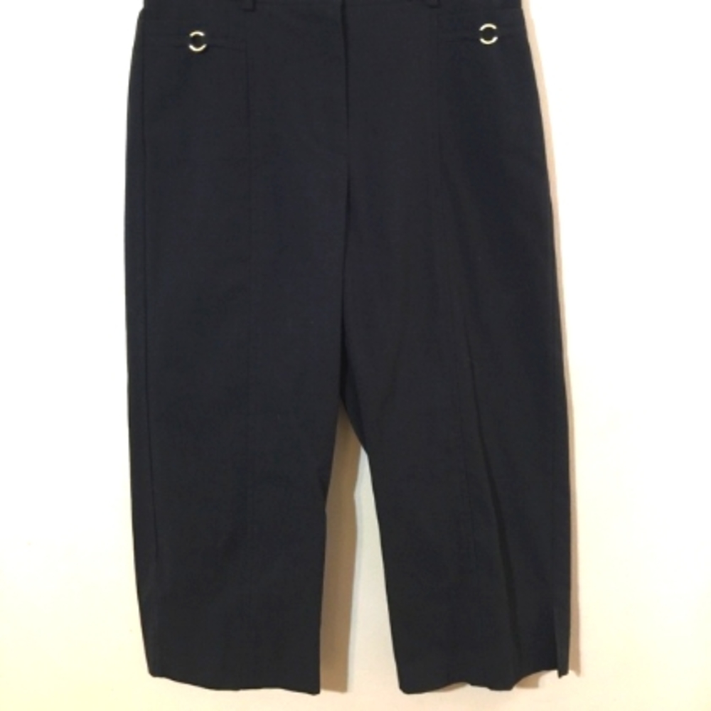 Soft Works Bermuda Shorts Navy Blue Flat Front Shorts Capris Sz 6